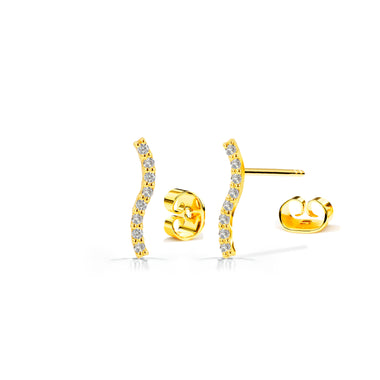 Curved Bar Stud Earrings with 0.10 ct Diamonds