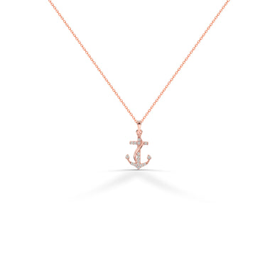 Diamond Anchor Necklace in 10k, 14k, and 18k Gold
