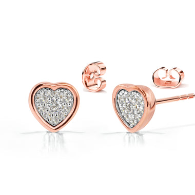 18K 14K 10K Gold Diamond Heart Shaped Stud Earrings