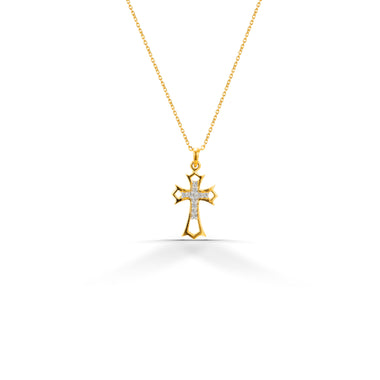 10k 14k 18k Gold Diamond Cross Necklace