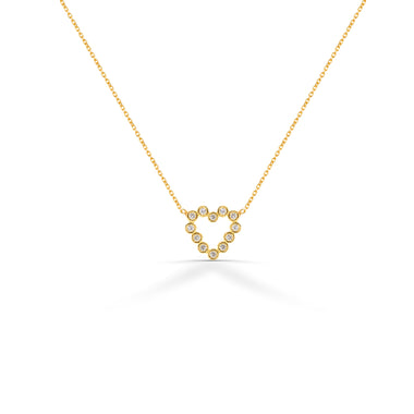 Diamond Bezel Heart Necklace in Solid Gold