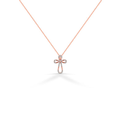 Diamond Cross Necklace in 10k 14k 18k Gold