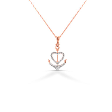 Heart Anchor Diamond Necklace in 10k 14k 18k Solid Gold