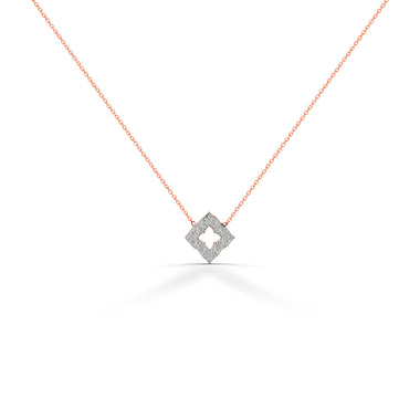Square Flower Clover Diamond Necklace