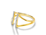 Unique Parallel Diamond Bar Ring in Solid Gold