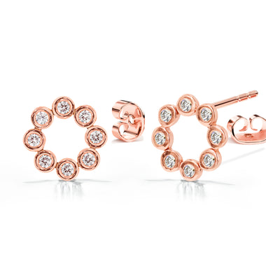 Diamond Bezel Set Studs 10K 14K 18K Gold