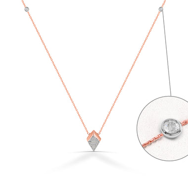 Diamond Charm Station Necklace 10K 14K 18K Gold