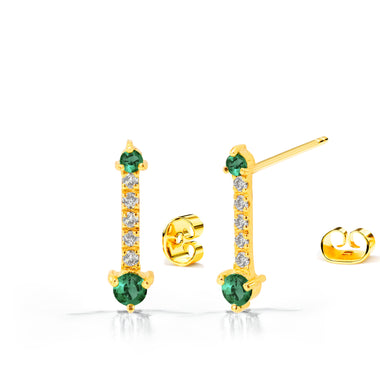 Emerald Earrings With Diamonds in 18K 14K 10K Solid Gold