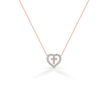 0.19 ct Diamond Heart Cross Necklace
