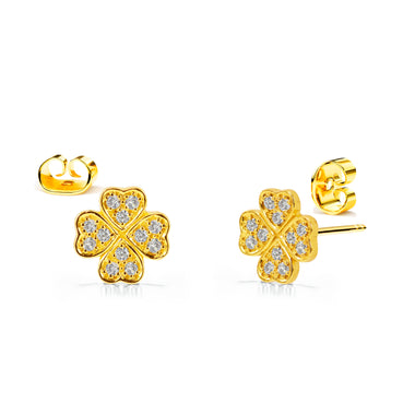 Dainty Diamond Clover Stud Earrings
