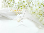 Diamond Cross Necklace in 14k 18k Solid Gold
