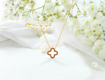Ruby Clover Necklace in Solid Gold