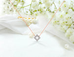 Square Flower Clover Diamond Necklace