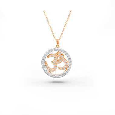 0.34 Ct Halo OM Diamond Necklace in Gold by Jewels By Tarry