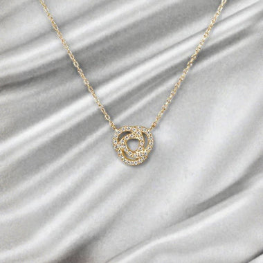 Love Knot Diamond Pendant Necklace / Diamond Love Necklace / Infinity Knot Pendant Necklace 10K 14K 18K Gold