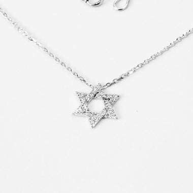 Star Of David Diamond Necklace in 10k, 14k, and 18k Solid Gold