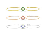 Mini Clover Bracelet in Precious Stones Natural Emerald Ruby Sapphire