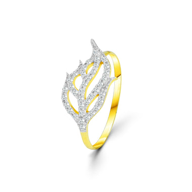 0.24 Ct Diamond Leaf Ring in yellow Gold
