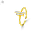 Diamond Bar Ring / Pave Diamond Two Bar Ring / Parallel Bar Ring / 10k 14k 18k Gold Bar Ring / Rose Gold White Gold Natural Diamond Ring / OJDR776