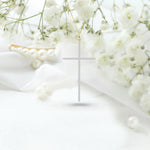 Long Diamond Cross Pendant Necklace