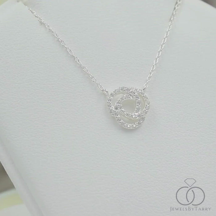 Love Knot Diamond Pendant Necklace / Diamond Love Necklace / Infinity Knot Pendant Necklace 10K 14K 18K Gold
