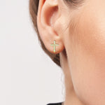 Tiny Cross Stud Gold Earrings