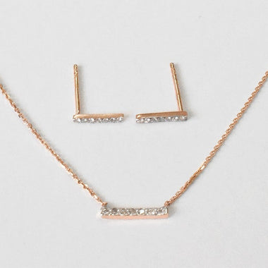 Diamond Bar Necklace in Solid 18K 14K 10K Gold