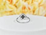 Gemstone clover ring / Solid gold diamond/ Abalone/ Tahitian Black MOP/ White Gold/ Pink MOP/Perfect gift for her/ Gemstone option