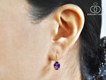 Oval Shaped gemstone earrings/ Dangle earrings in 10k and 18k gold/ Garnet/ Amethyst/ Citrine/ Swiss blue topaz/ London blue topaz