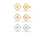 Minimlist diamond clover stud earrings/ Lucky clover earrings/ Diamond stud earrings / Gold studs/ Dainty earrings/ Gifts for her