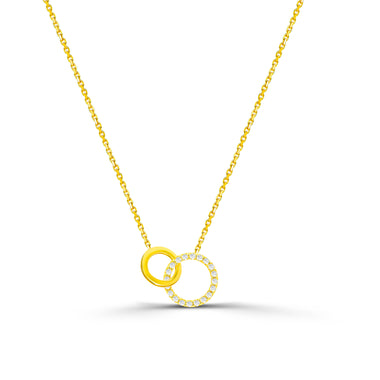 yellow_gold_0.13Ct_diamond_interlocking_two_circle_rings_necklace_jewels_by_tarry
