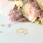 Horseshoe Diamond Ring/ Minimalist ring/ Gold horseshoe ring/ Lucky horseshoe ring / Gift for her / Pave setting ring