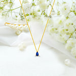 Pear cut Sapphire solitaire necklace, Genuine Sapphire necklace