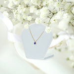 Pear cut Sapphire solitaire necklace, Genuine Sapphire necklace