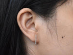 Long Diamond Bar Earrings 15mm