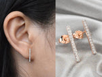 Long Diamond Bar Earrings 15mm