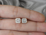 Halo Diamond Stud Earrings in Solid Gold