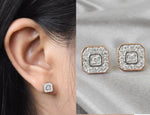 Halo Diamond Stud Earrings in Solid Gold