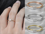 Diamond Ring / Minimalist Diamond Ring / 10k 14k 18k Gold Cross Diamond Ring / Stacking Ring / Promise Ring Birthday Gift / Valentine Gift