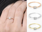 Diamond Solitaire Engagement Ring / Square Diamond Engagement Ring / 10k 14k 18k Gold Minimalist Stacking Stackable Everyday Dainty Ring