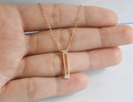 Long bar Necklace with Baguette Cut Diamonds