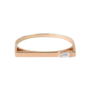 0.03 Ct Baguette Diamond Bar Ring in 10k, 14k and 18k Gold