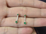 Emerald Earrings With Round In 18k 14k 10k Solid Gold / Emerald Stud Earring / Diamond Stud Earring / Diamond Earring Natural Emerald - Jewels By Tarry