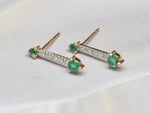 Emerald Earrings With Round In 18k 14k 10k Solid Gold / Emerald Stud Earring / Diamond Stud Earring / Diamond Earring Natural Emerald - Jewels By Tarry
