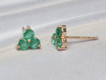 Emerald Earring / Tiny Emerald Trio Stud Earrings / Three emerald Stud / 18k 14k 10k Gold Stud / Anniversary Gift / Wedding Birthday Gift - Jewels By Tarry