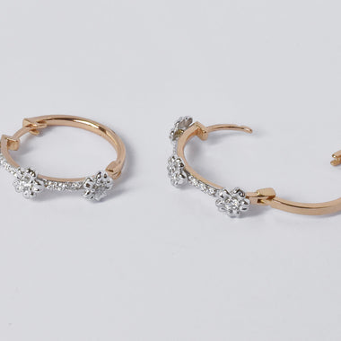 Unique!! 18k Diamond Hoop Earrings / 0.25ct Round natural Diamond / 20mm Hoop / Diamond Hoop Tiny Hoop / Valentine Jewelry / DE653 - Jewels By Tarry