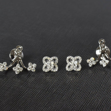 Diamond Ear Jacket Stud Earring in Solid 18k White Gold / Diamond Earring / Natural Round Diamond 0.66ct Diamond Valentine Jewelry / DE552 - Jewels By Tarry