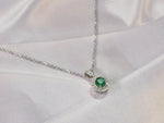 Natural Emerald Necklace Genuine diamond / 18k White Gold Diamond Necklace / AAA Round Emerald / Minimal Round Necklace / DP512 - Jewels By Tarry