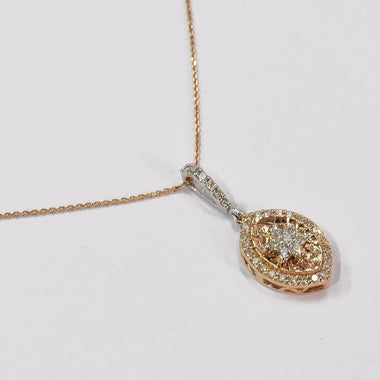 Delicate Diamond Necklace / 18k Solid Rose Gold / Genuine Diamond 0.45ct / Marquise Pendant / Anniversary Gift / Birthday Gift / DP138 - Jewels By Tarry