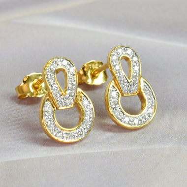 18k Yellow Gold Brilliant white Diamond Stud Earring / Cluster Diamond Stud Earring / Natural Diamond Stud / Fine Delicate Earring / DE504 - Jewels By Tarry